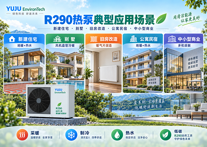 R290空气源热泵住宅别墅公寓商业建筑应用